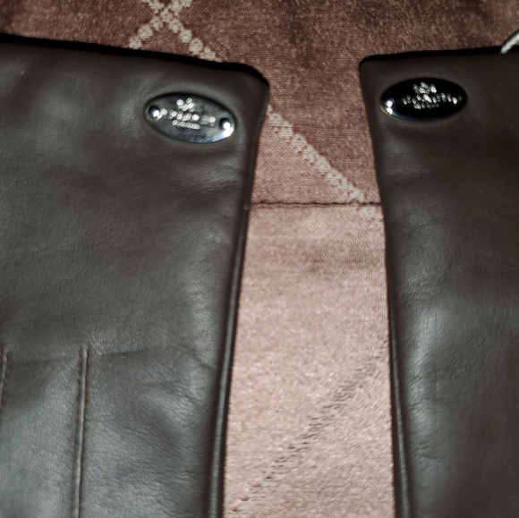 NWT COACH Mahogany Brown Basic Leather Gloves sz 7 1/2 - Picture 7 of 9